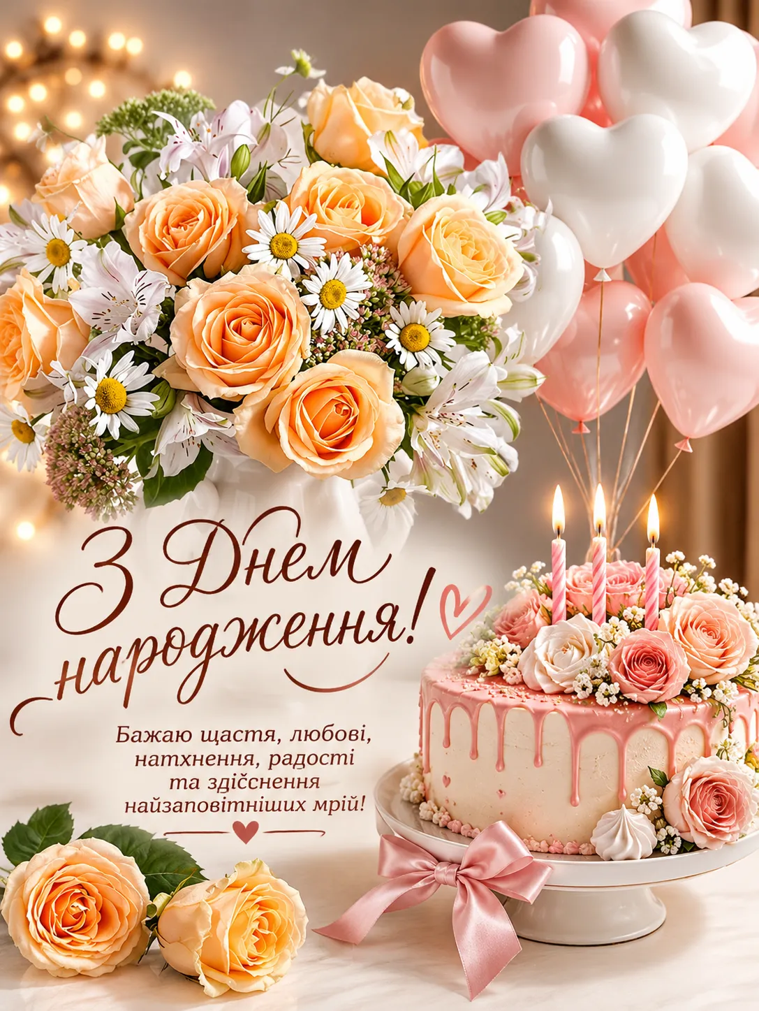 Яскрава листівка жінці на день народження - з побажаннями радості, для щирих емоцій Яскрава листівка жінці на день народження - з побажаннями радості, для щирих емоцій